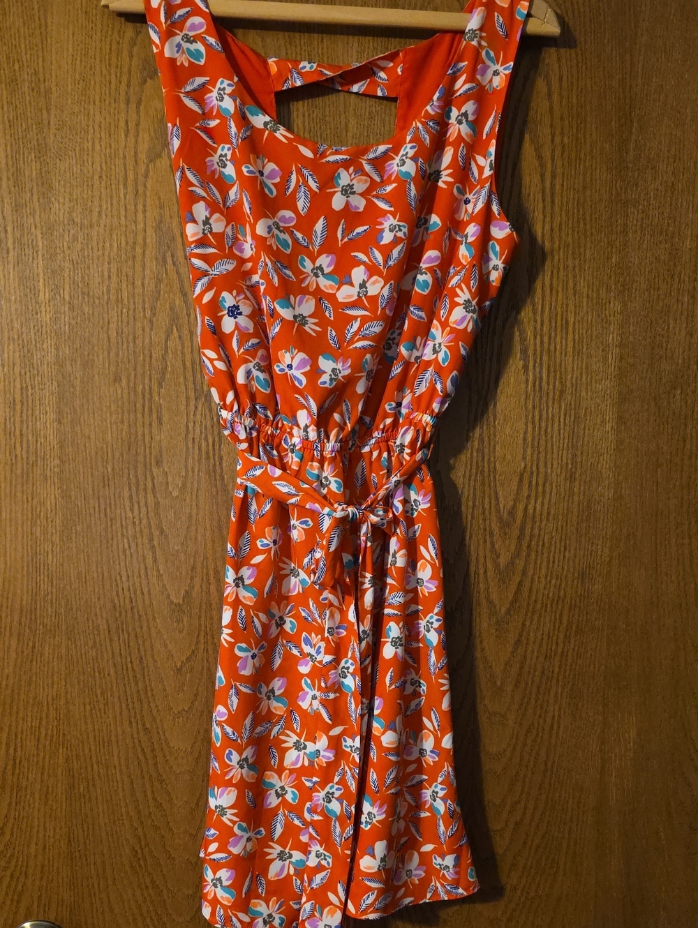Gap Floral Tie-Waist Sleeveless Dress - Red